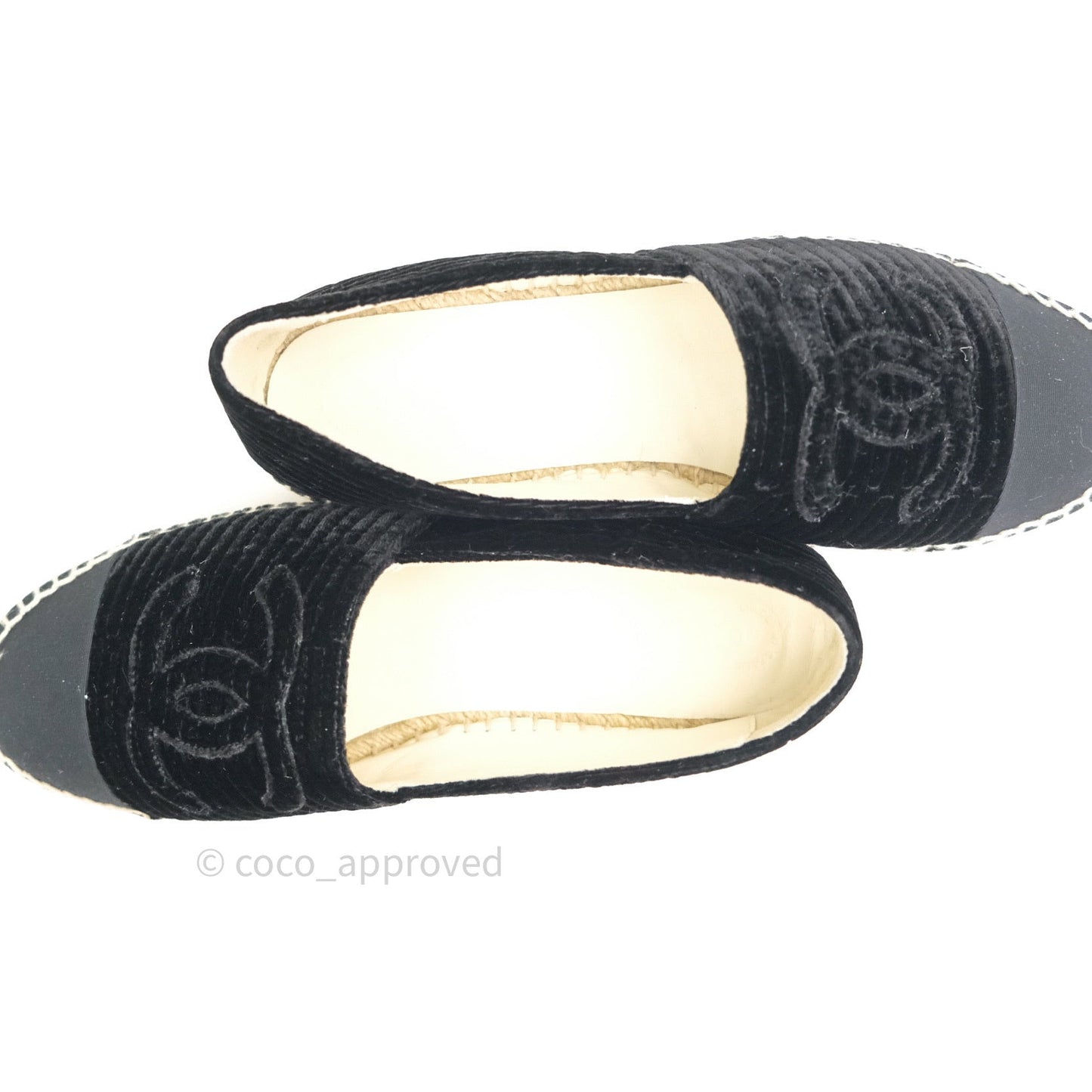 Chanel Espadrille Black Velvet Size 38