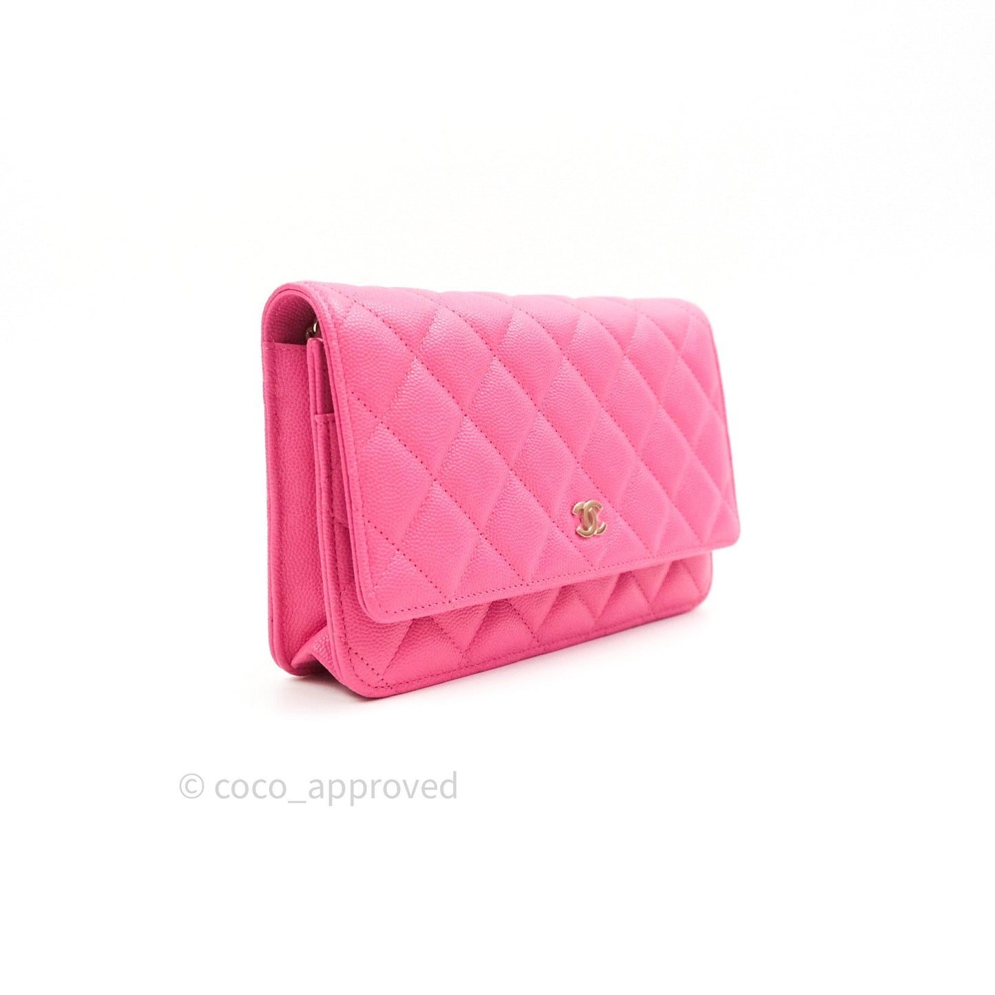 Chanel Caviar Quilted Wallet on Chain WOC Pink Light Gold Hardware 20S