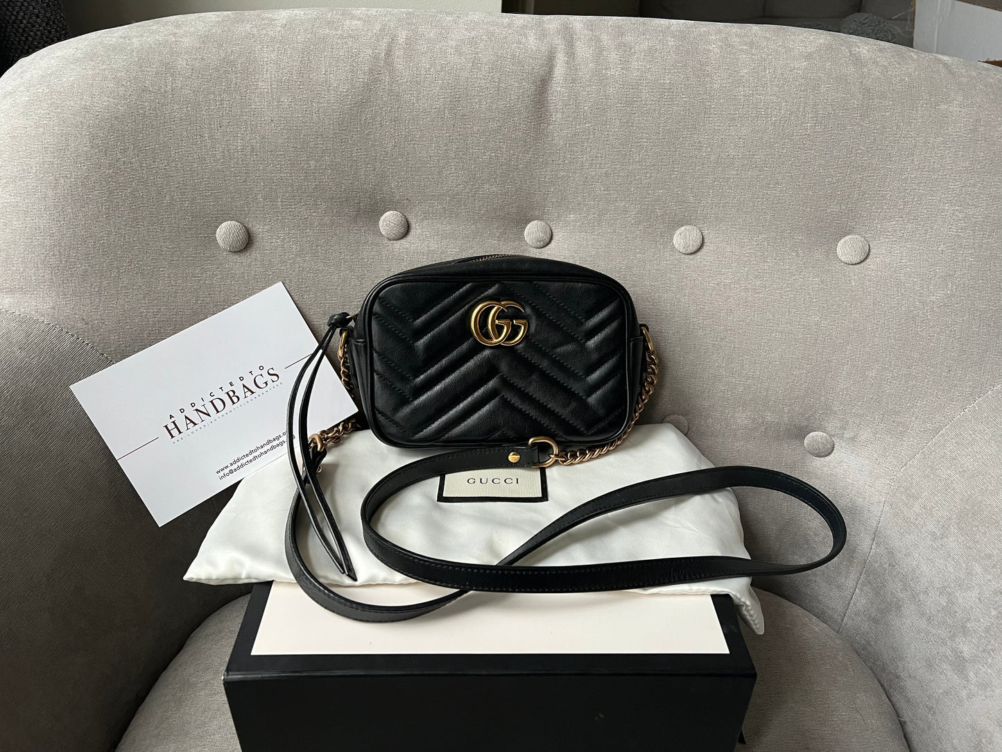 Luxury Gucci GG Black Marmont Mini Shoulder Bag ( 1,160)