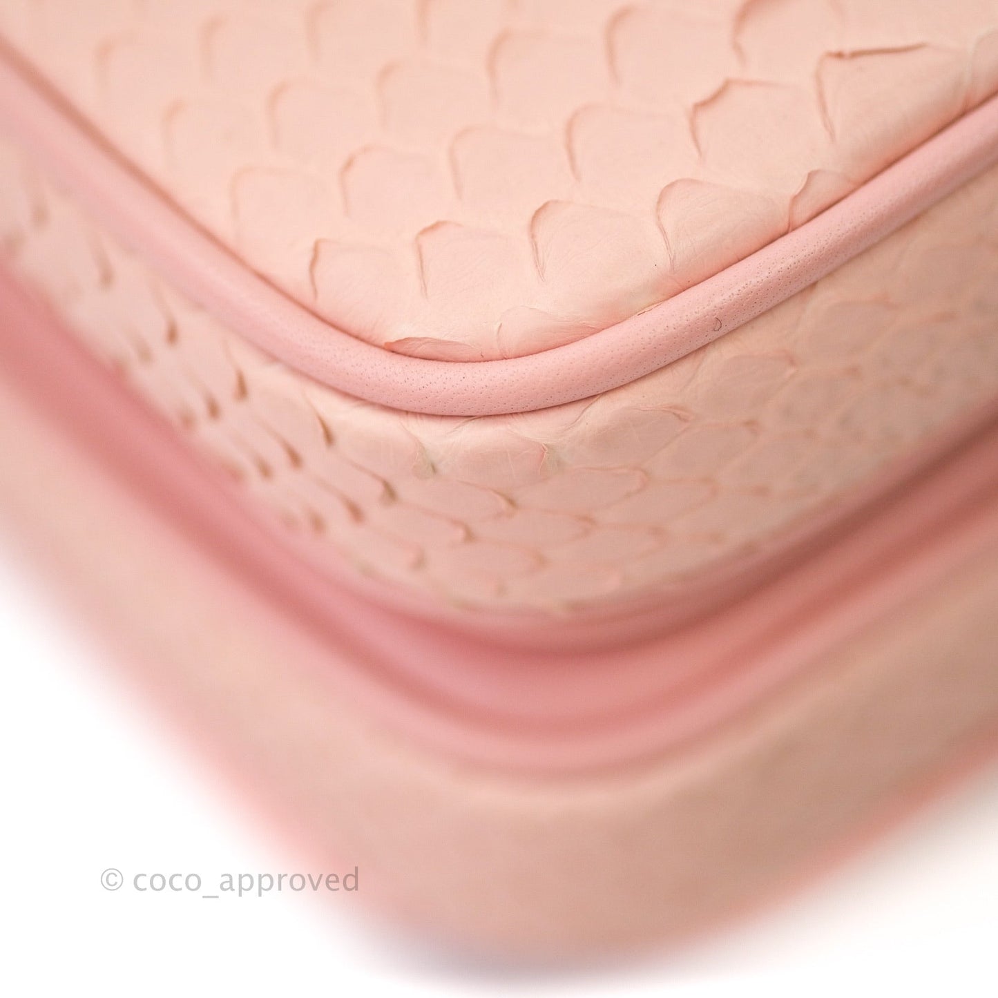 Chanel Small Handle Flap Bag Pink Python Gold Hardware