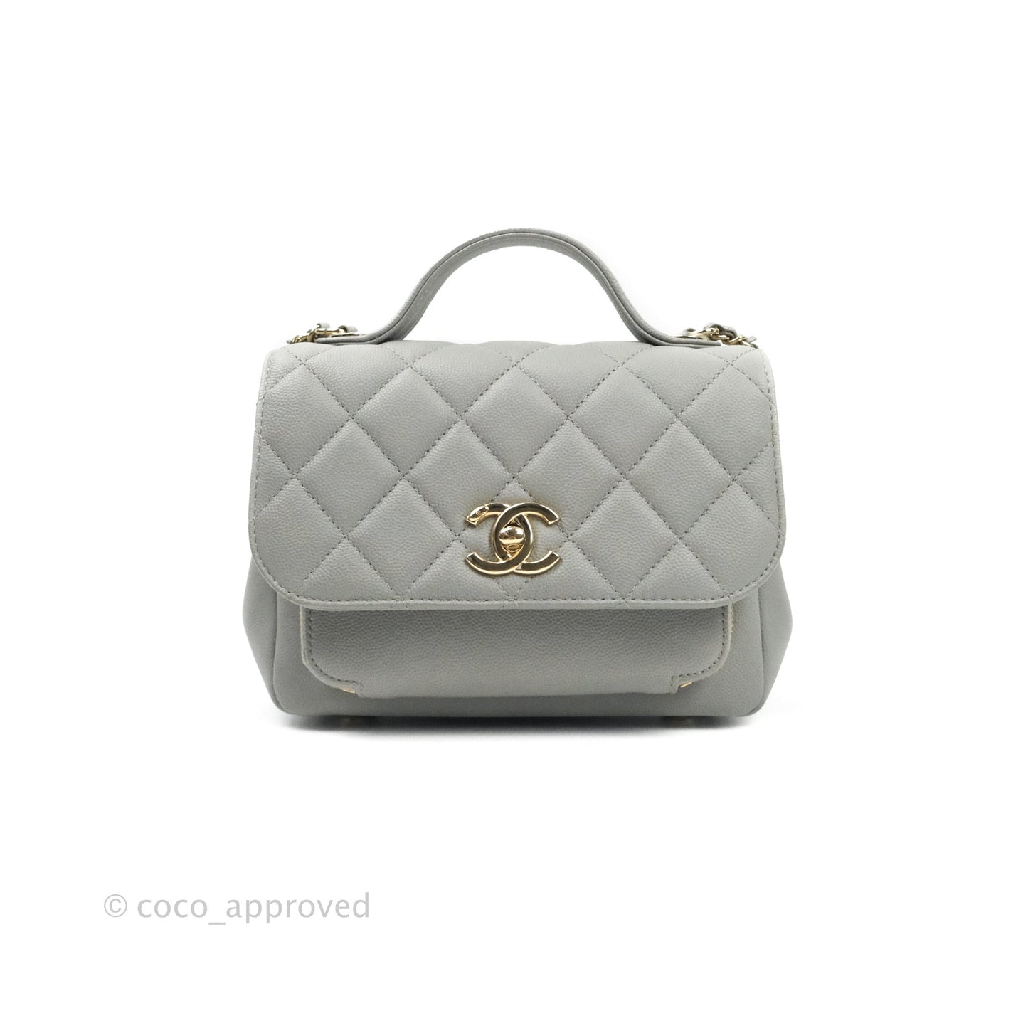 Chanel Quilted Small Business Affinity Flap Grey Caviar Light Gold Hardware
