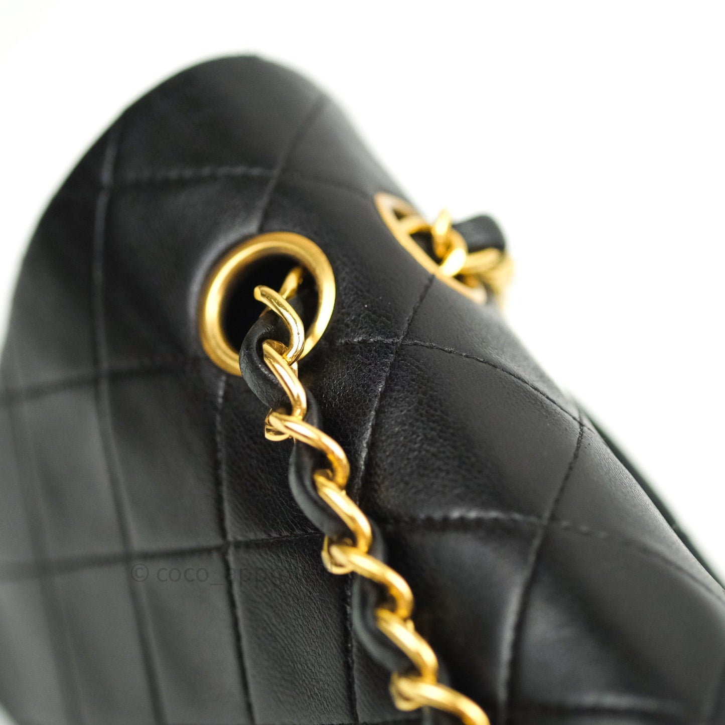 Chanel Classic Vintage Double Flap M/L Black Lambskin Gold Hardware