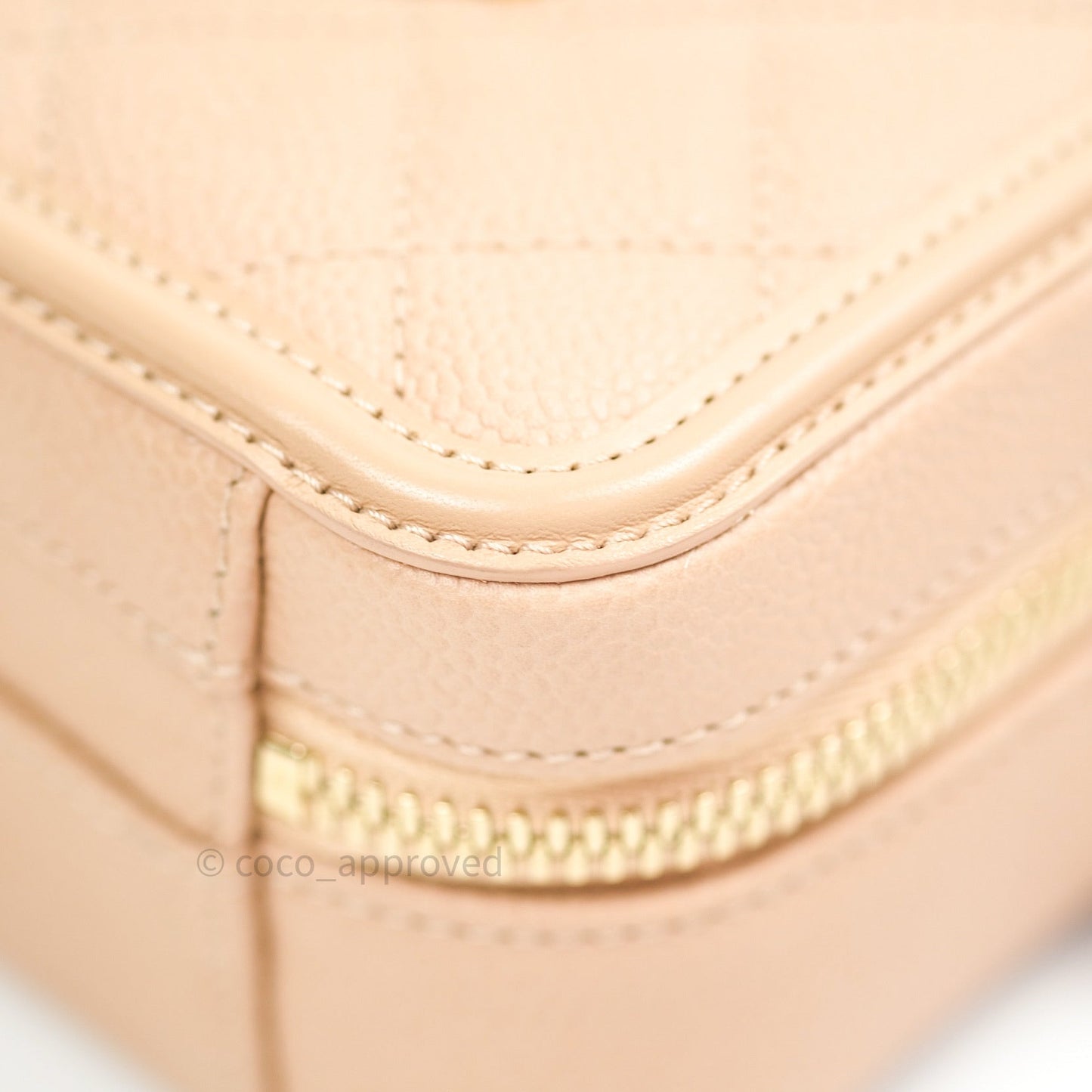 Chanel Quilted Small CC Filigree Vanity Case Beige Beige Caviar