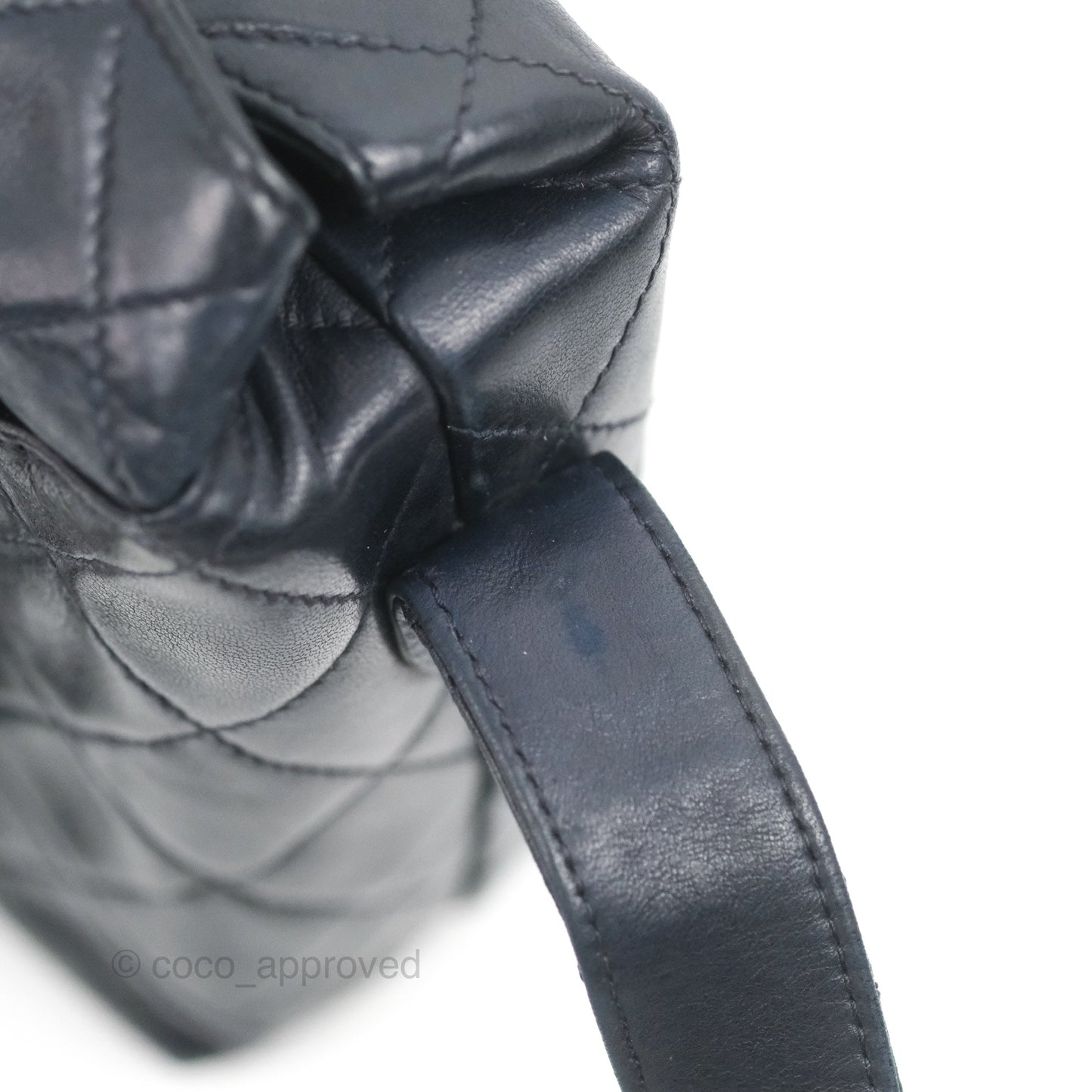 Chanel Vintage CC Box Shoulder Bag Navy Lambskin Gold Hardware