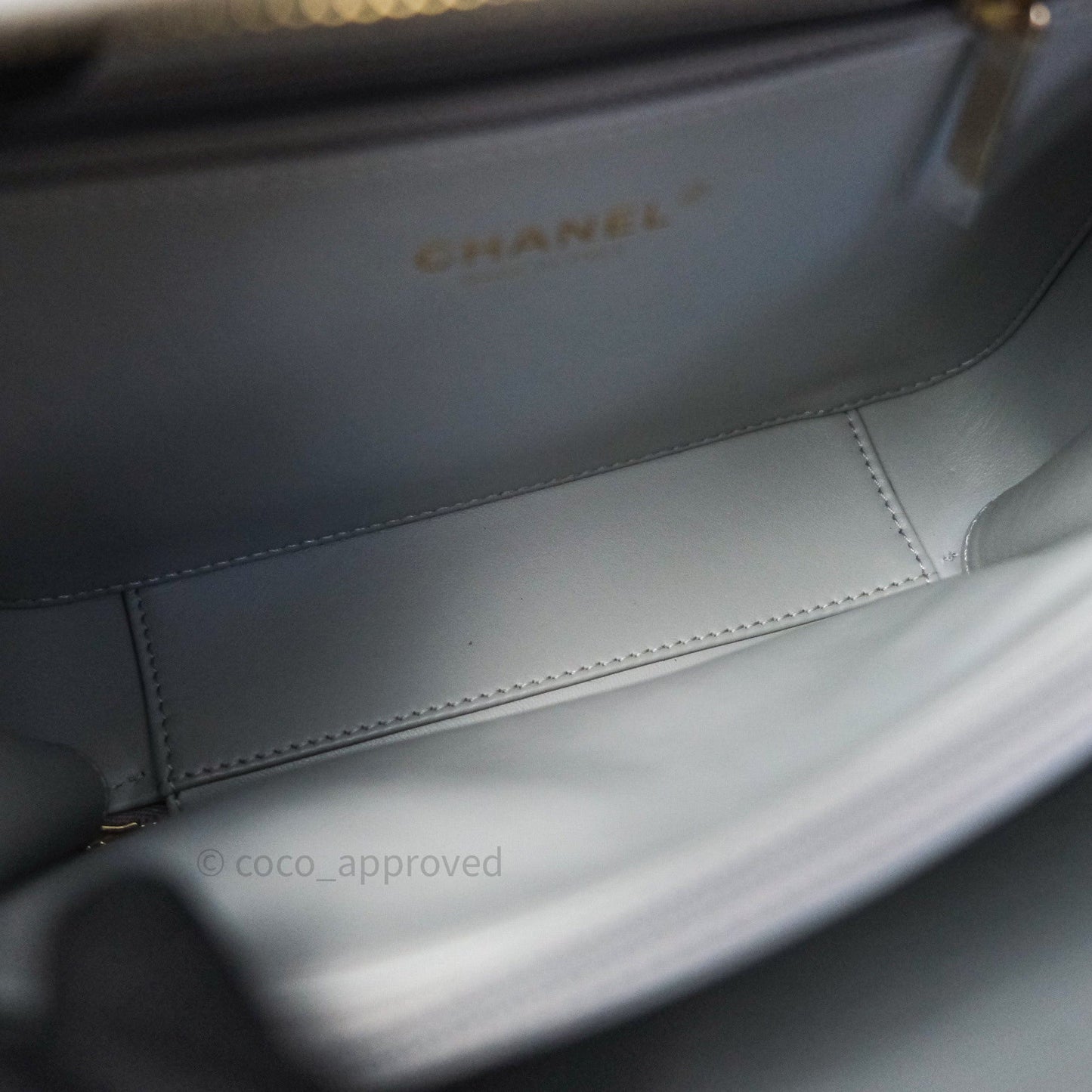 Chanel Quilted Medium CC Filigree Vanity Case Grey Caviar Light Gold Hardware