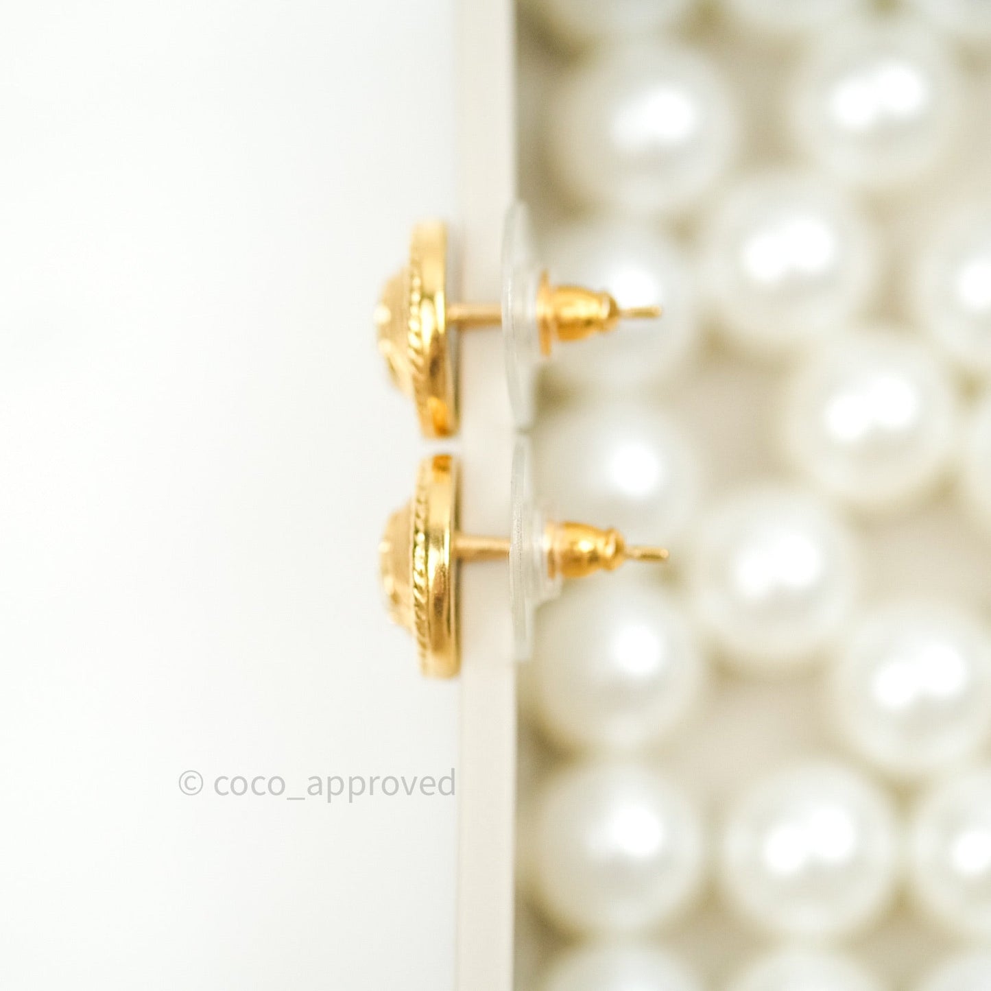 Chanel CC Earrings Gold Tone 18A