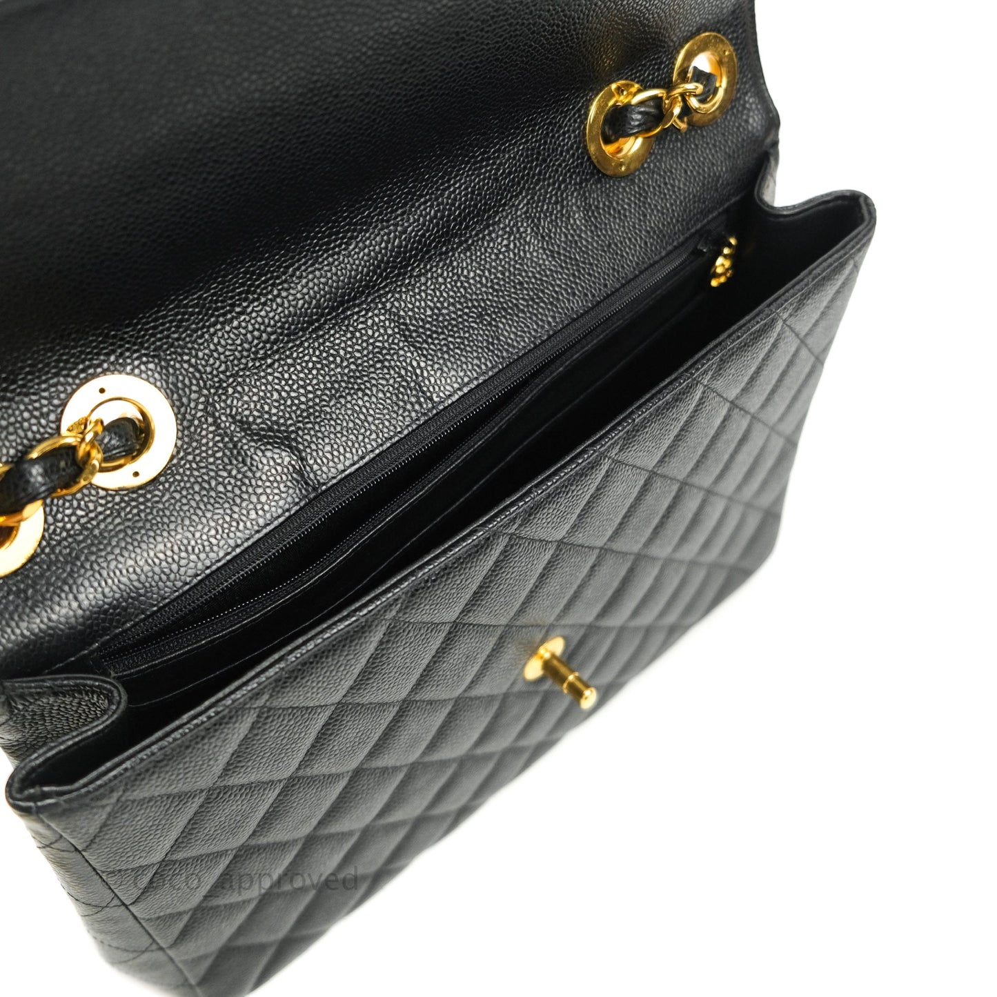 Chanel Classic Vintage Jumbo Single Flap Black Caviar 24K Gold Hardware