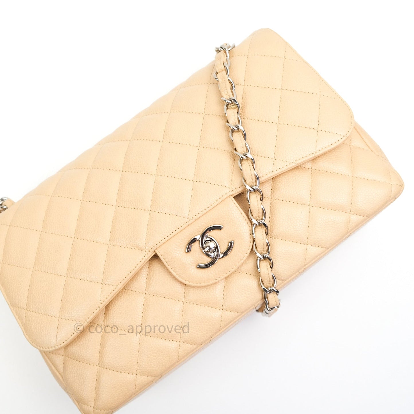 Chanel Jumbo Double Flap Beige Caviar Silver Hardware⁣⁣
