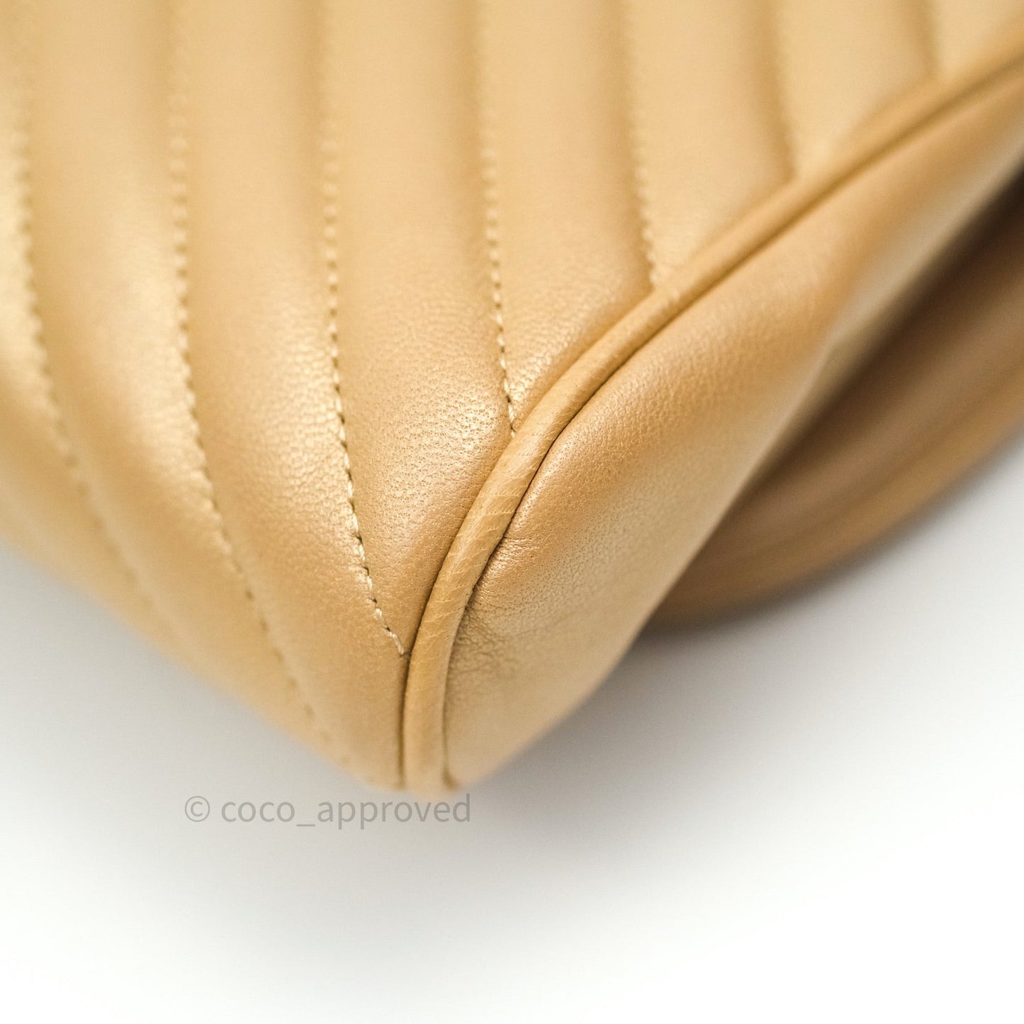 Chanel Clutch Gold Calfskin Chevron Silver Hardware