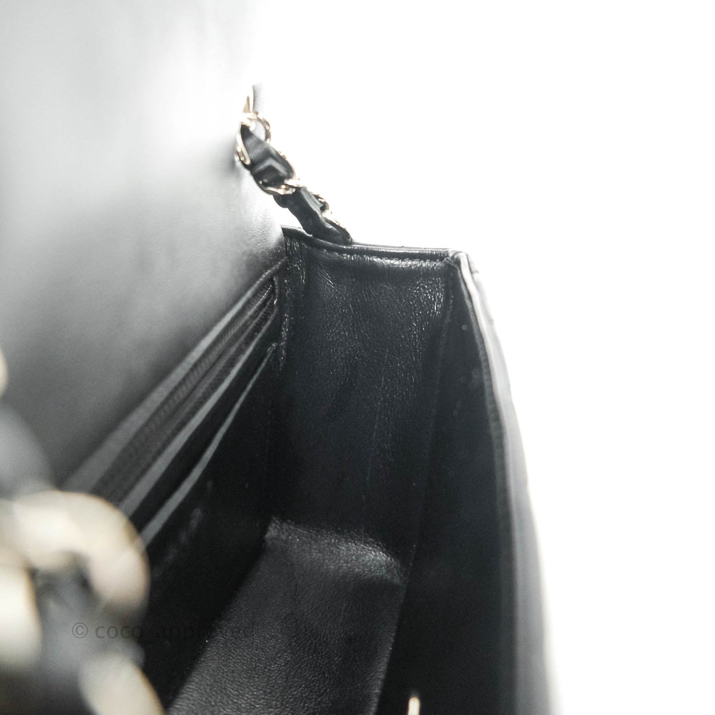 Chanel Quilted Mini Rectangular Black Lambskin Silver Hardware