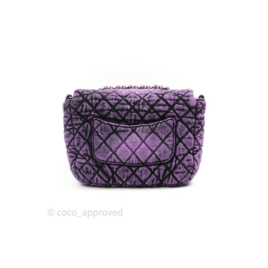 Chanel Denim Quilted Small Flap Purple Black