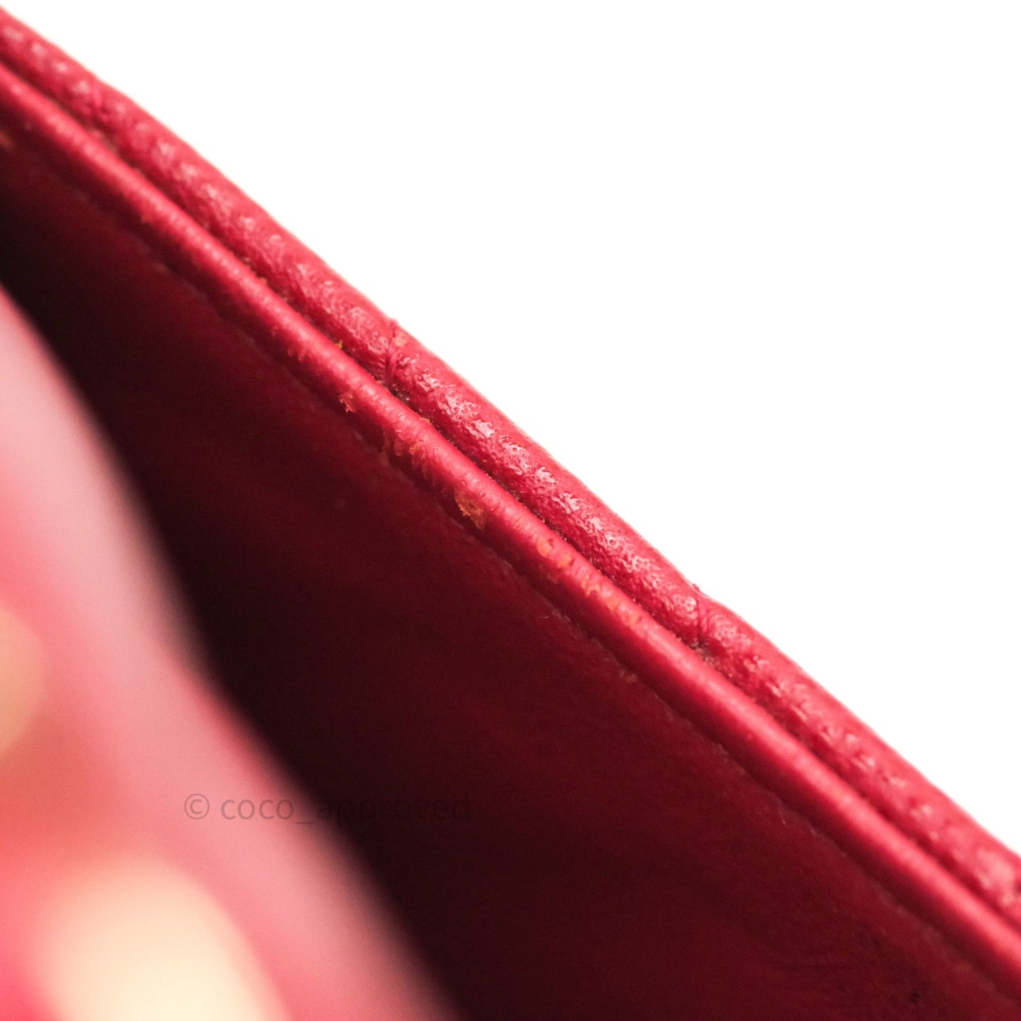 Chanel Mini Square Red Chevron Caviar Gold Hardware
