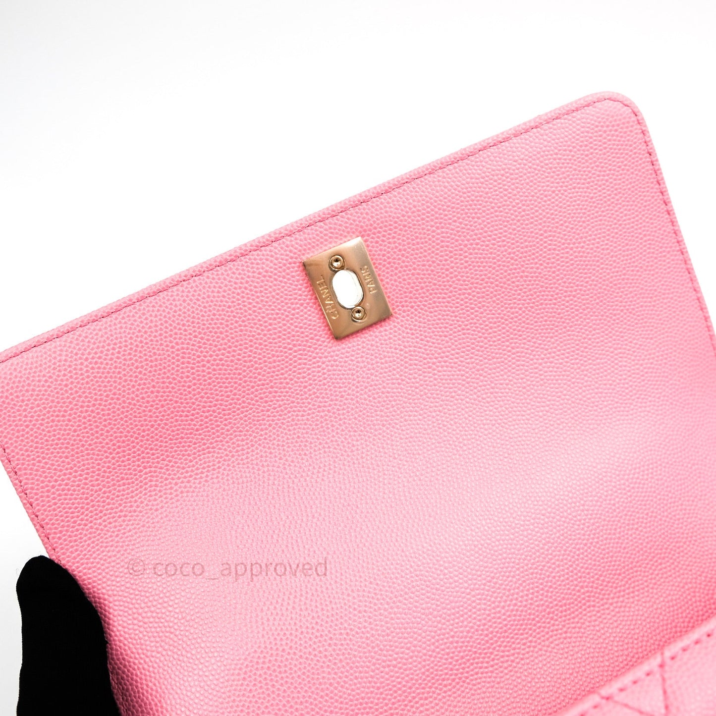 Chanel Mini Coco Handle Chevron Pink Caviar Quilted Gold Hardware