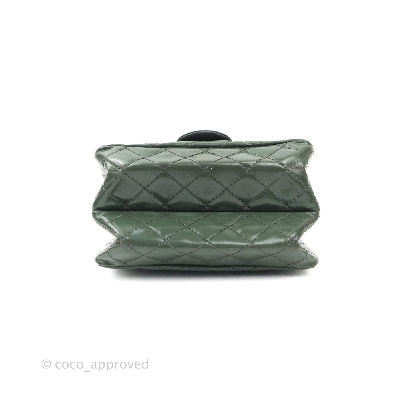Chanel Mini Reissue 224 Army Green Patent Ruthenium Hardware Double Layer