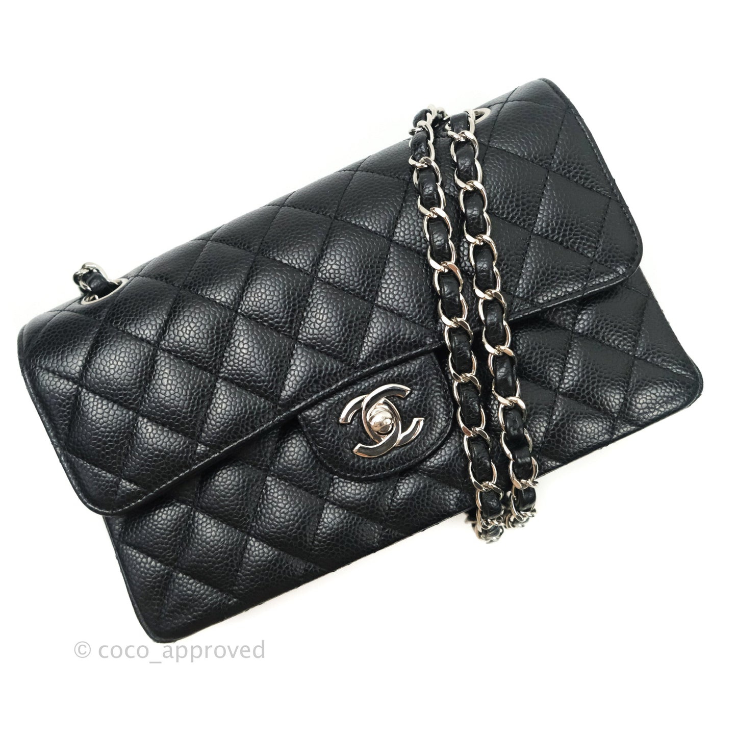 Chanel Classic Small S/M Flap Black Caviar Silver Hardware