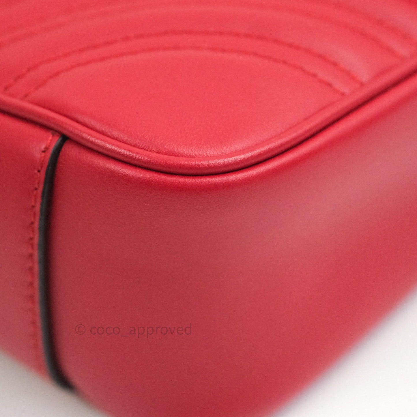 Gucci Small Marmont Red Calfskin Gold Hardware
