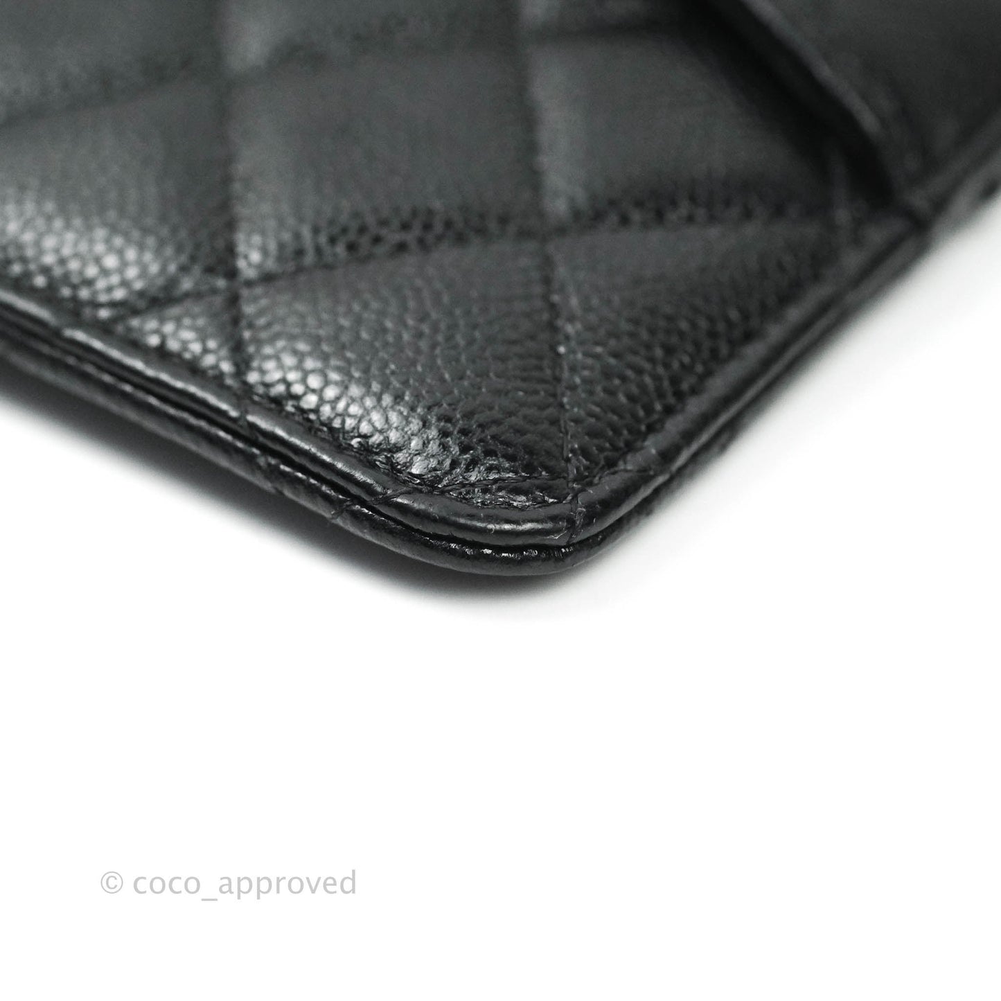 Chanel Classic Flat Black Caviar Wallet Pouch Silver Hardware