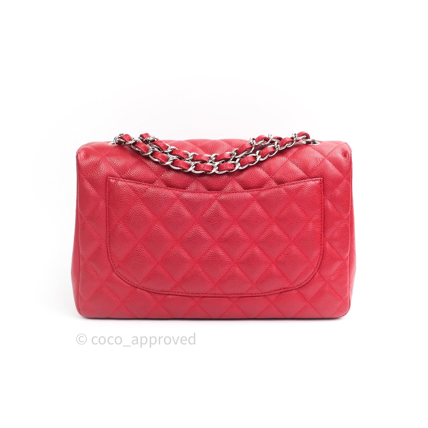 Chanel Jumbo Single Flap Red Caviar Silver Hardware⁣⁣