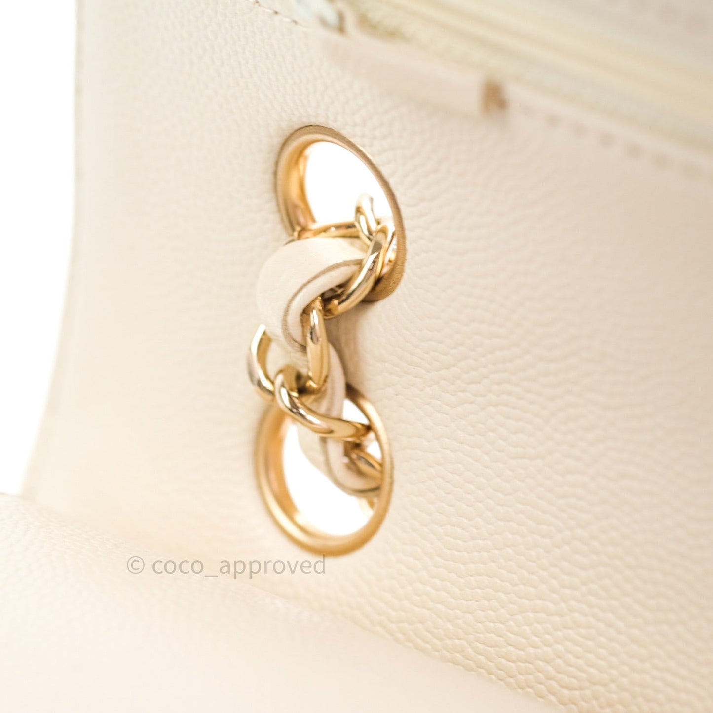 Chanel Classic Double Flap Quilted M/L Ivory Caviar Gold Hardware 17C