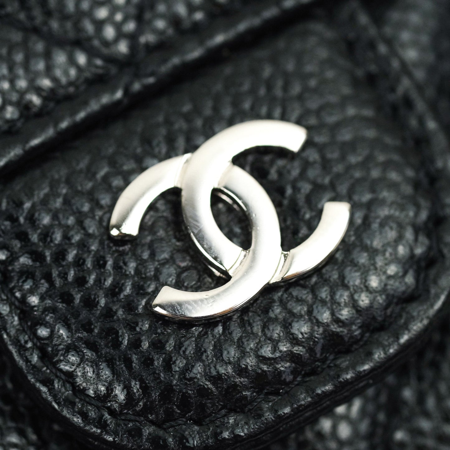 Chanel Mini Wallet With Chain Black Caviar Silver Hardware