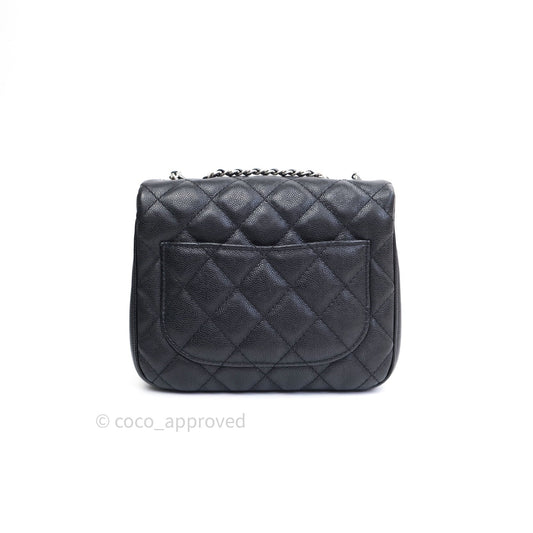 Chane Quilted Small Urban Companion Flap Black Caviar Silver Hardware