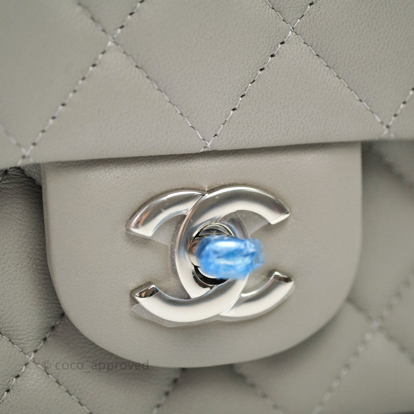 Chanel Quilted Mini Rectangular Flap Grey Lambskin Silver Hardware 19B