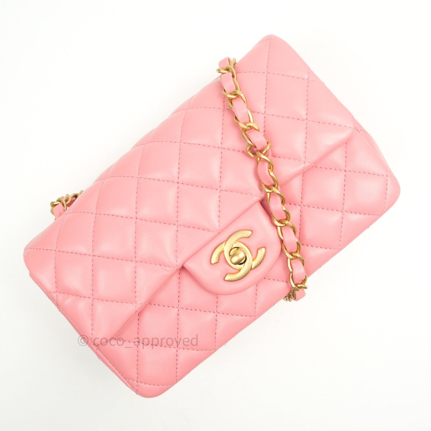 Chanel Quilted Mini Rectangular Pink Lambskin Gold Hardware