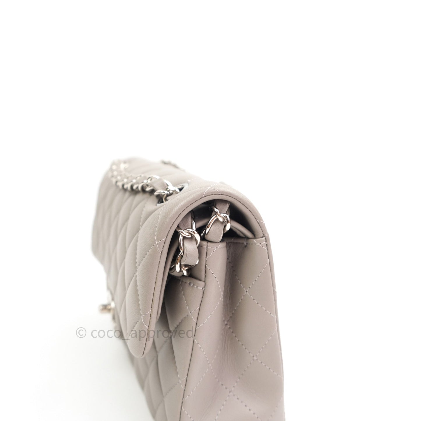 Chanel Classic Small S/M Flap Grey Lambskin Silver Hardware