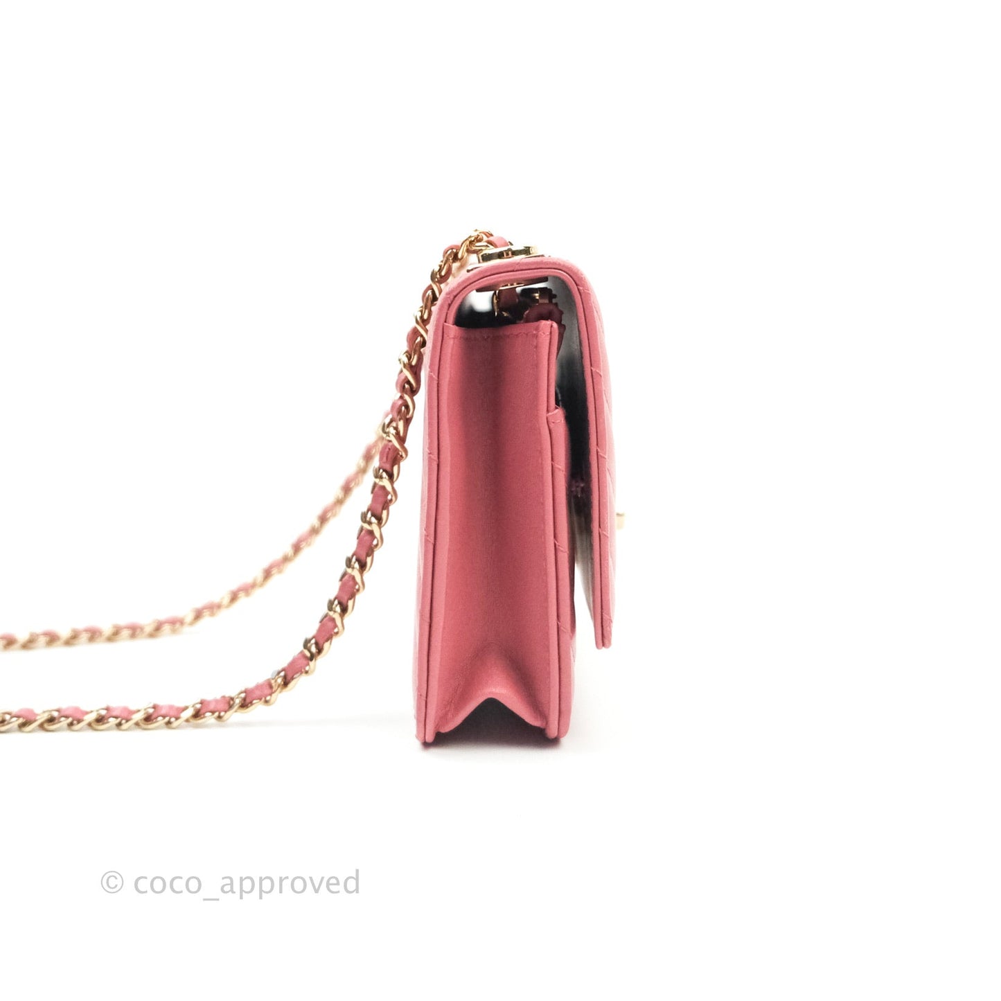 Chanel Trendy CC WOC Wallet on Chain Chevron Pink Lambskin Gold Hardware