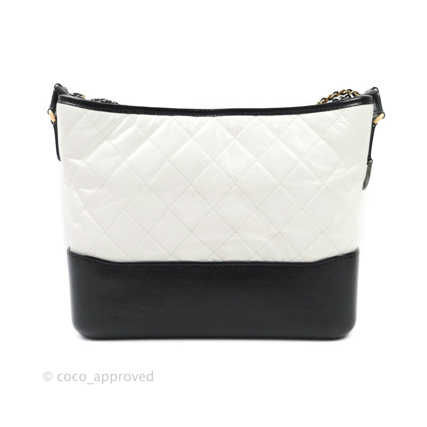 Chanel Medium Gabrielle White Black Aged Calfskin