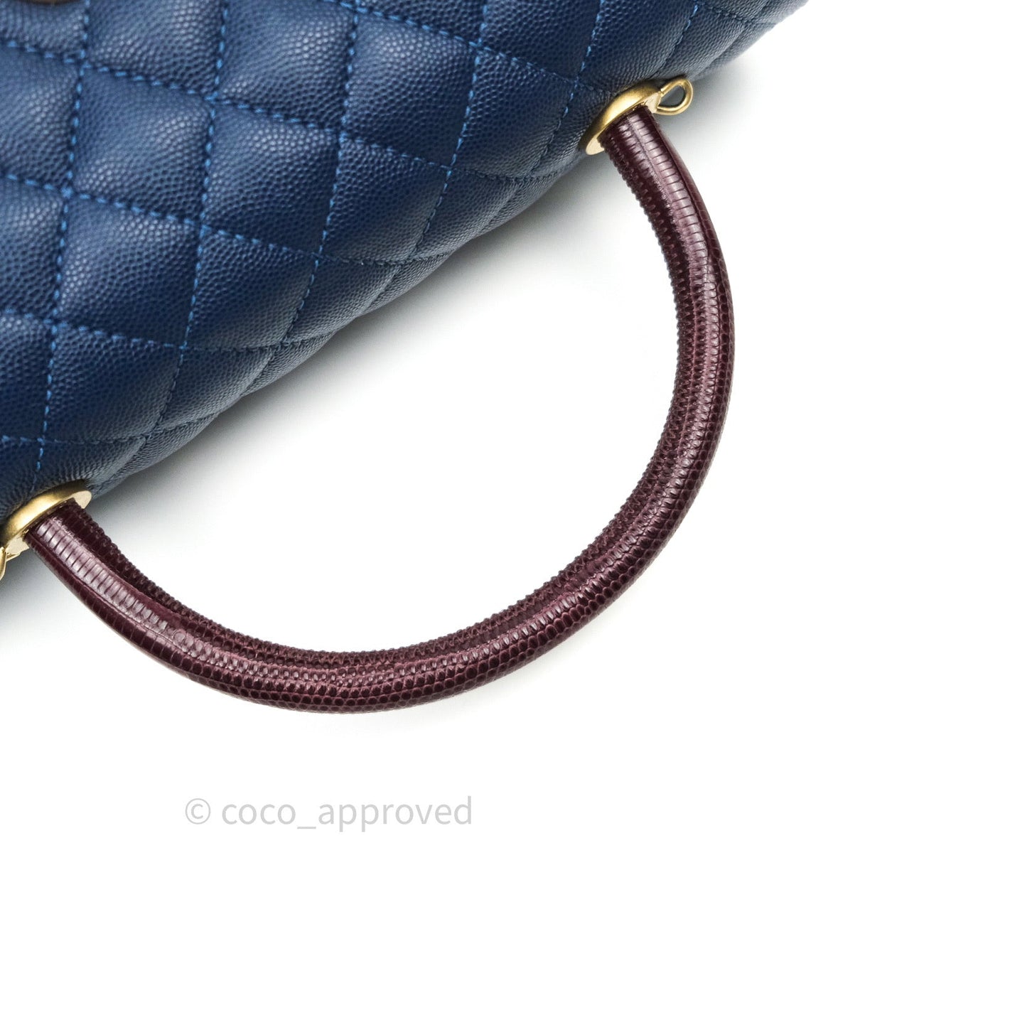 Chanel Quilted Medium Coco Handle Flap Navy Caviar Lizard Handle