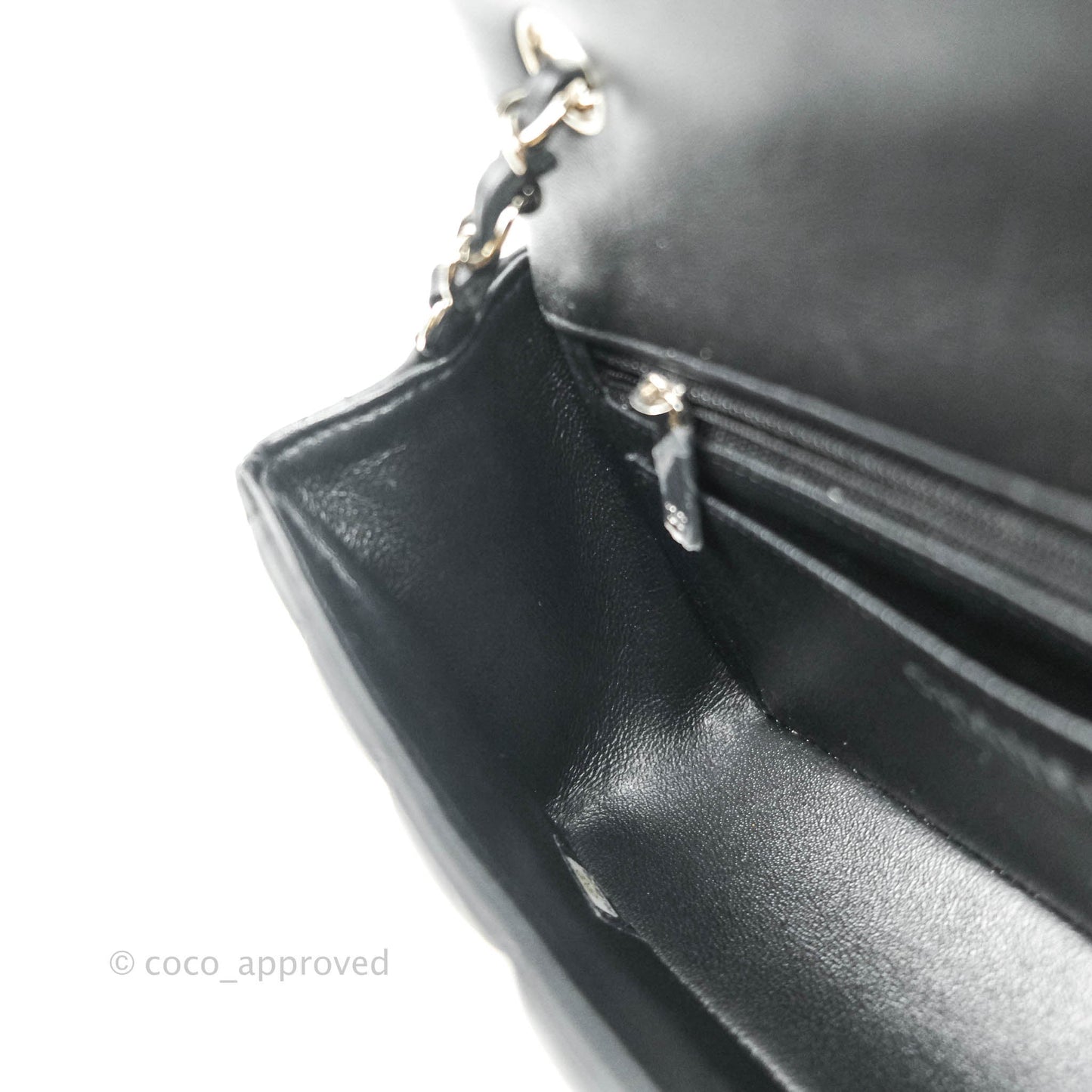Chanel Quilted Mini Rectangular Black Lambskin Silver Hardware