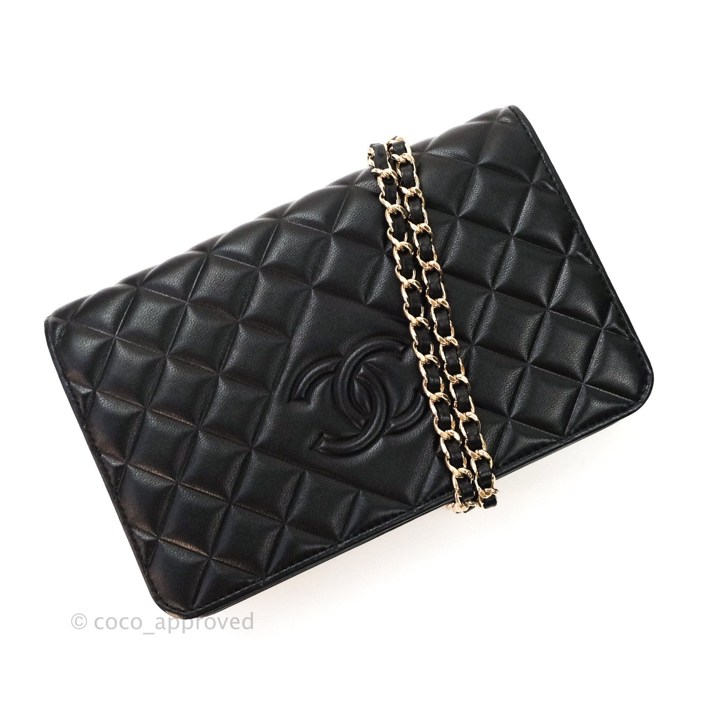 Chanel Quilted Wallet on Chain WOC Black Calfskin Gold Hardware