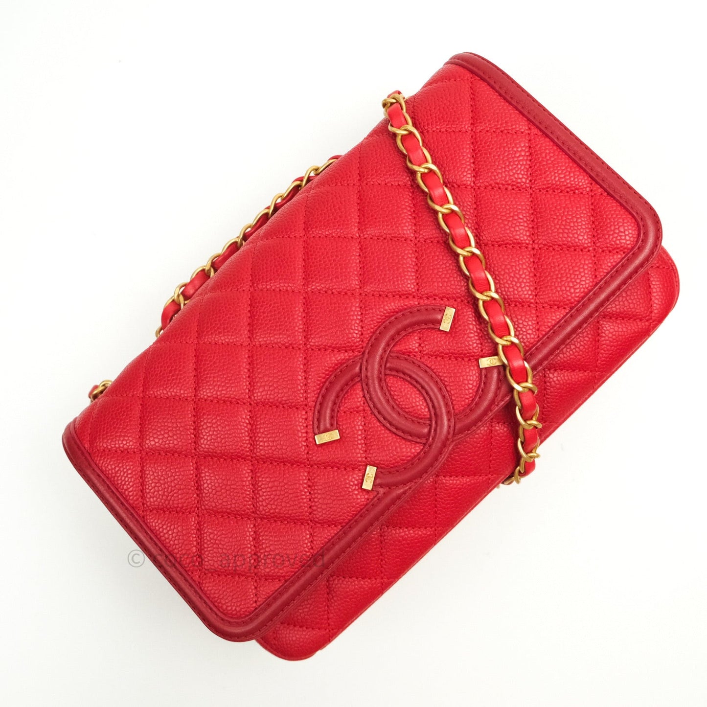 Chanel Quilted Medium CC Filigree Flap Red Caviar