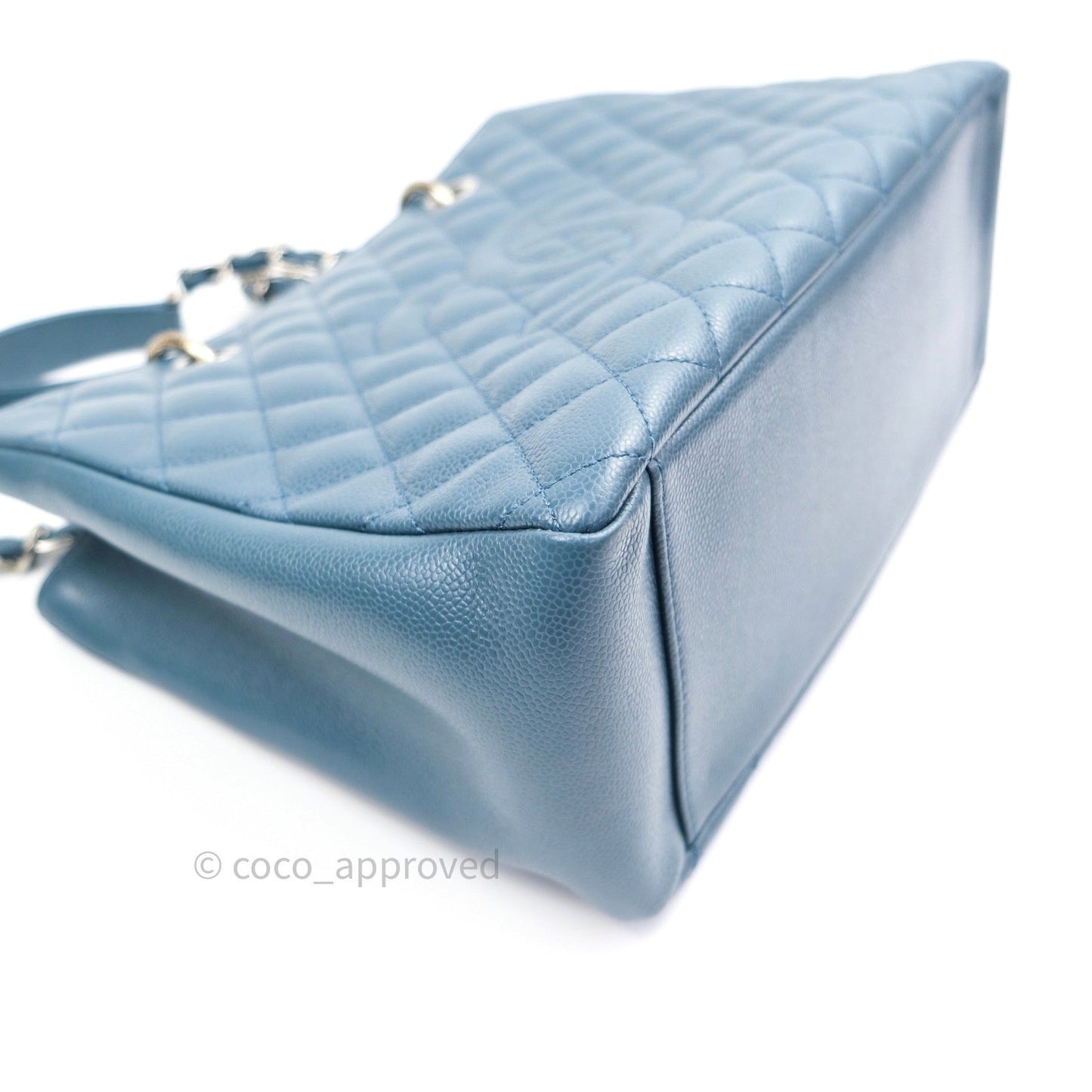 Chanel GST Grand Shopping Tote Blue Caviar Silver Hardware