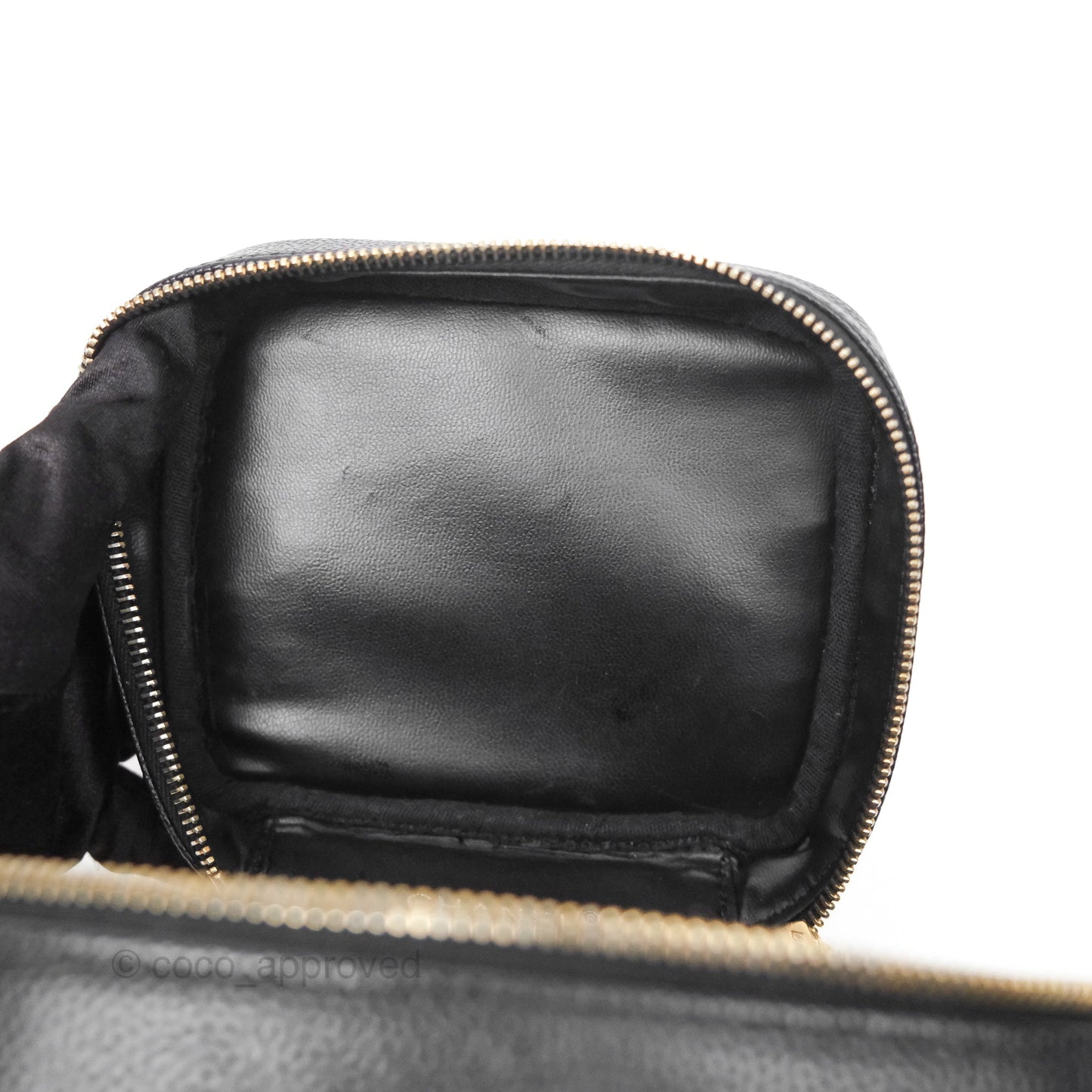Chanel Vintage Vanity Case Black Caviar Gold Hardware
