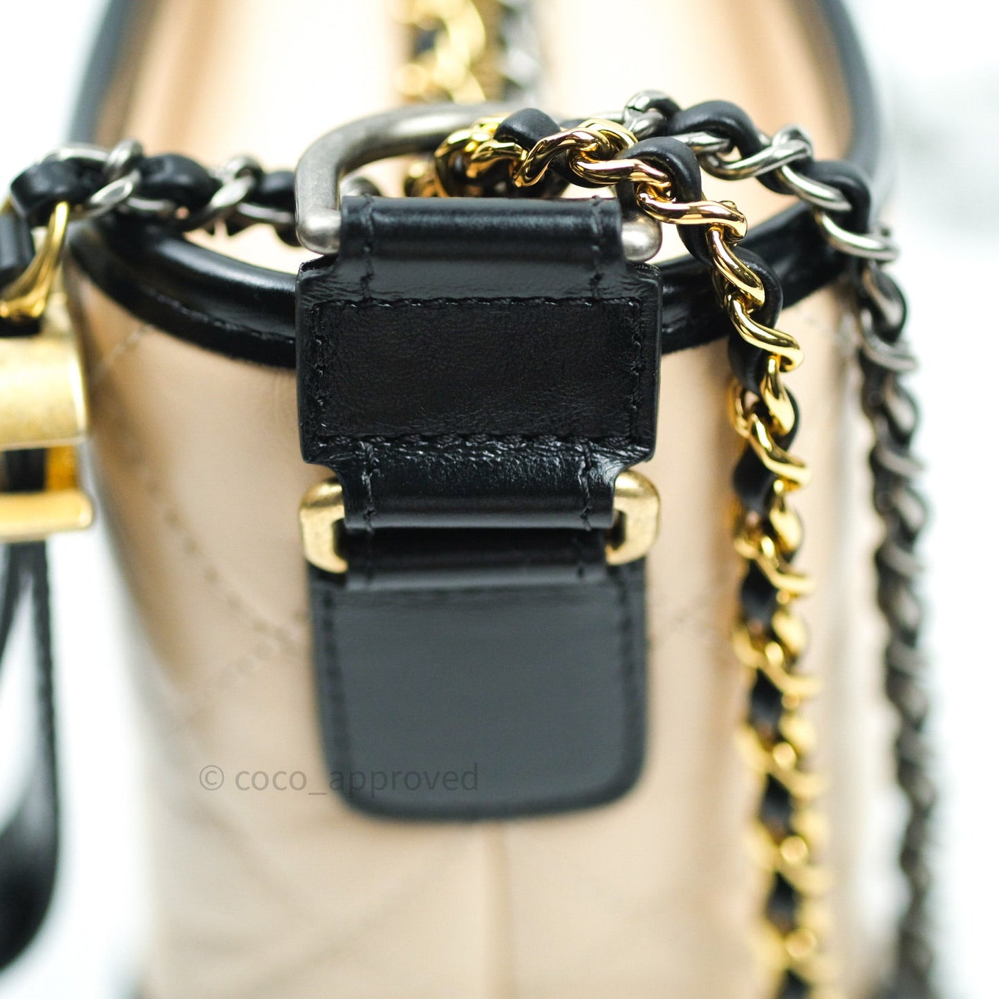 Chanel New Medium Gabrielle Beige Black Aged Calfskin