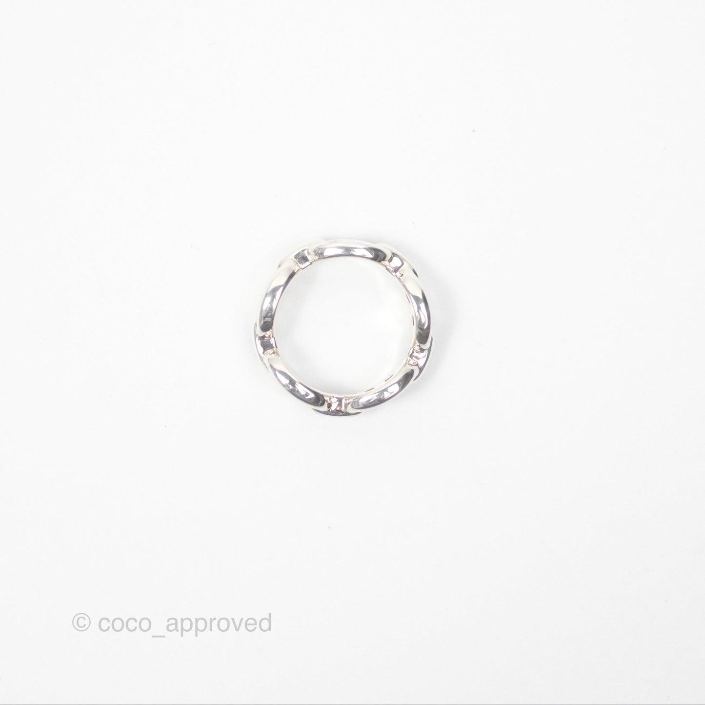 Hermès Sterling Silver PM Chaine d'Ancre Enchainee Band Ring SIze 53