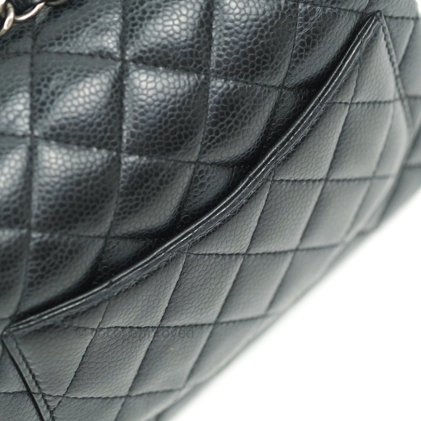Chanel Mini Square Black Quilted Caviar Ruthenium Hardware