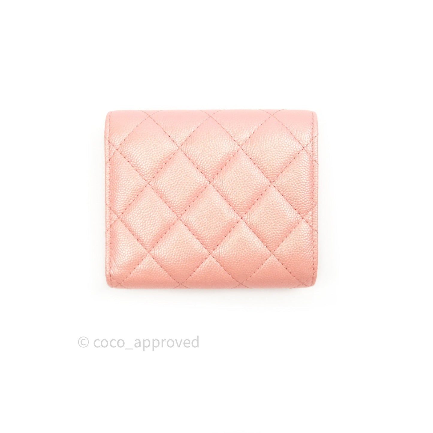 Chanel Classic Small Compact Wallet Iridescent Pink Large CC Hardware