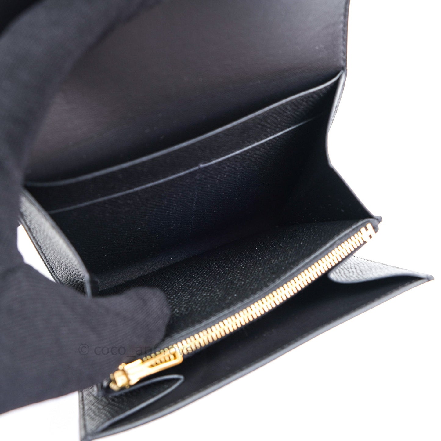 Hermès Constance Short Wallet Black Epsom Gold Hardware