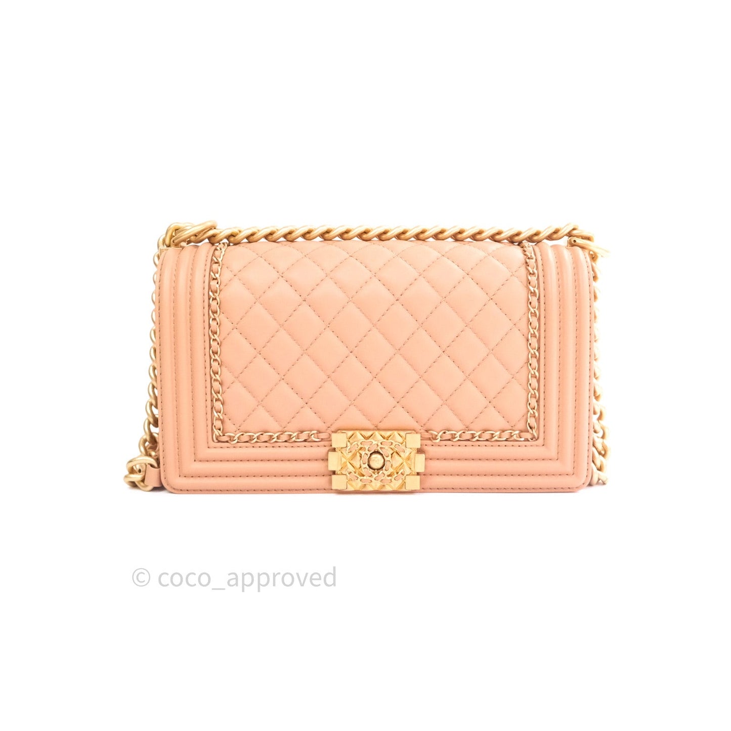 Chanel Boy Quilted Medium Dark Beige Calfskin Gold Hardware 20C