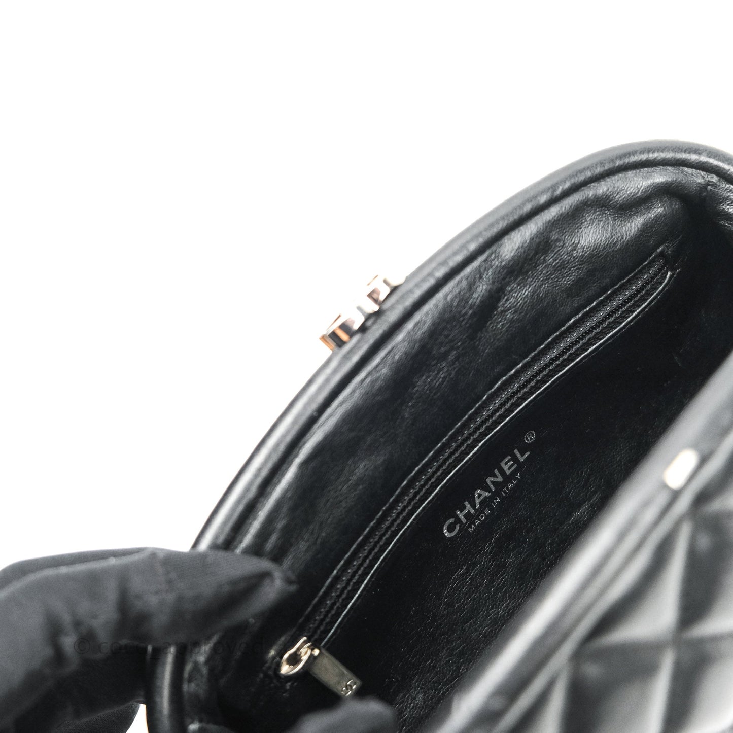 Chanel Quilted Timeless Kisslock Clutch Black Lambskin Silver Hardware