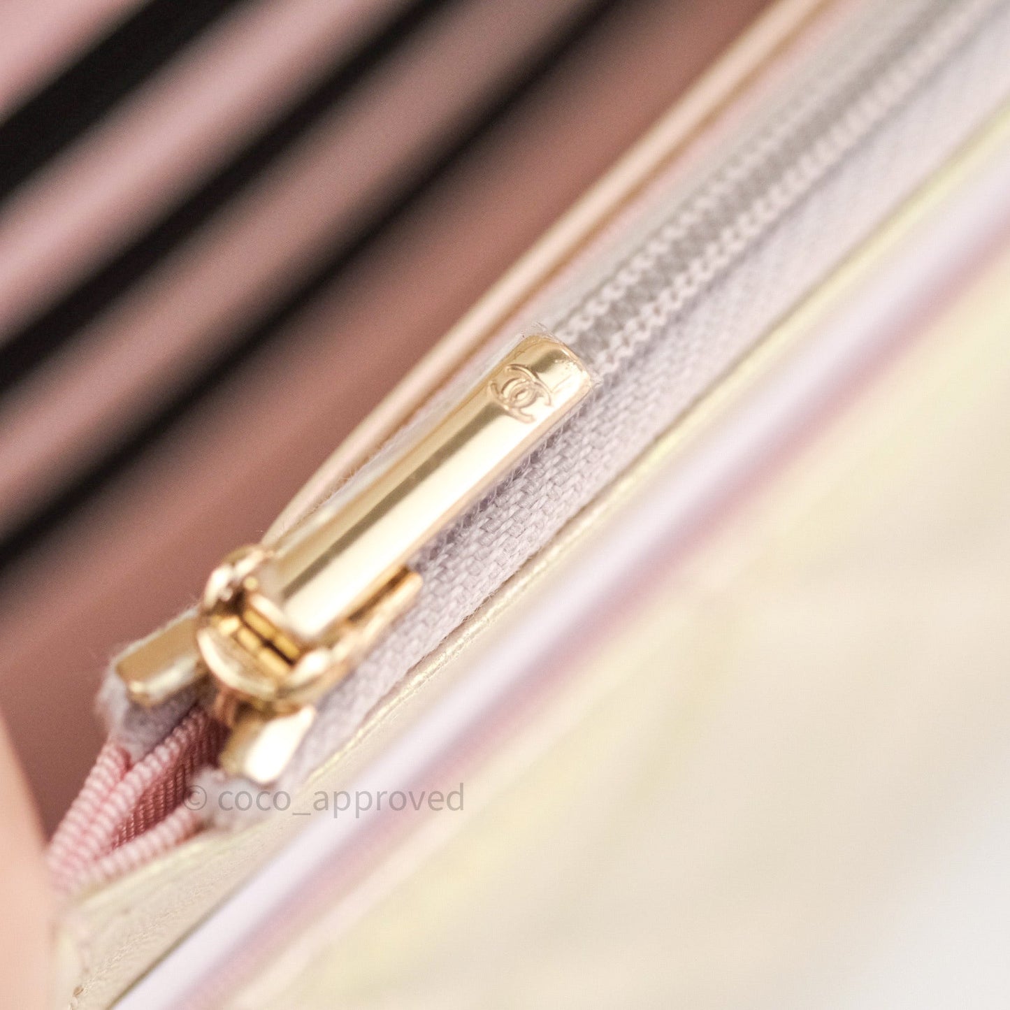 Chanel Quilted Wallet on Chain WOC Iridescent Ivory Gold Hardware 20A