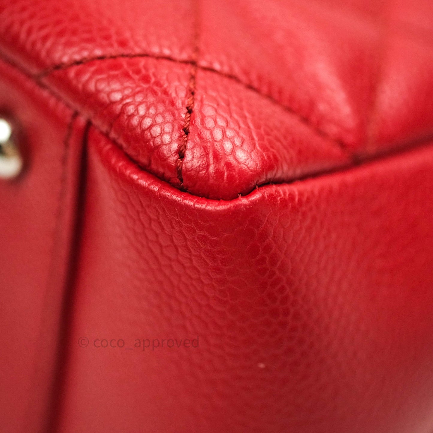 Chanel XL Grand Shopping Tote GST Red Caviar Silver Hardware
