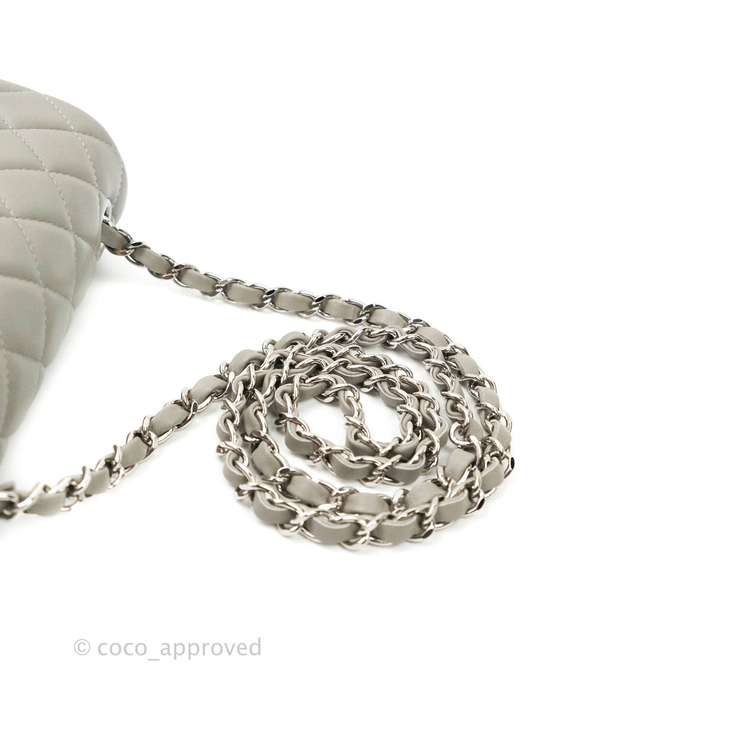 Chanel Quilted Mini Rectangular Flap Grey Lambskin Silver Hardware 19B