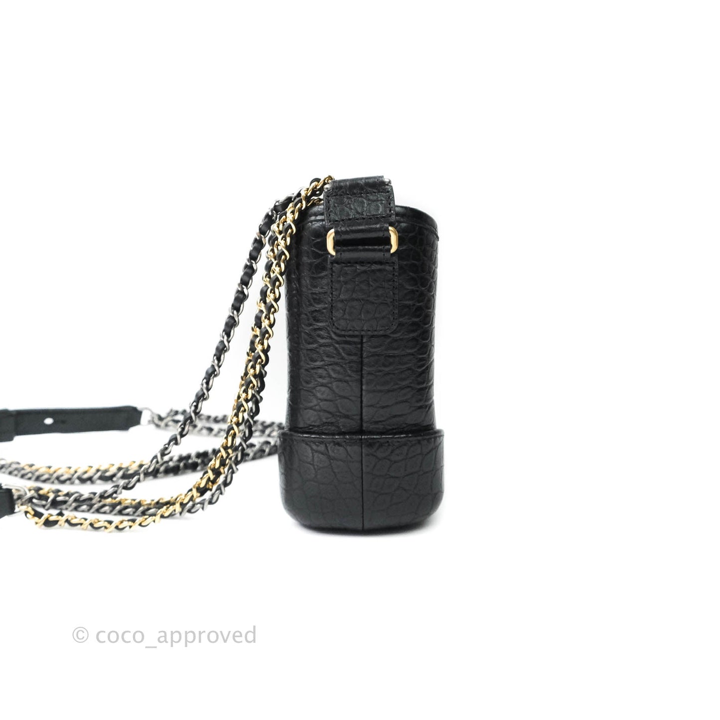 Chanel Crocodile Embossed Calfskin Small Gabrielle Cocodile Hobo Black