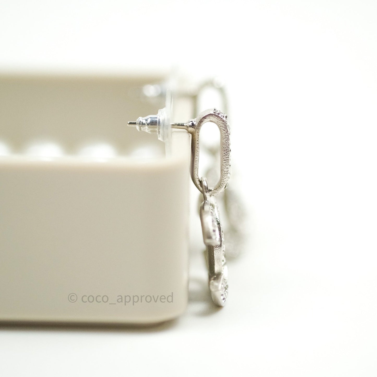 Chanel Crystal Dangling CC Earrings