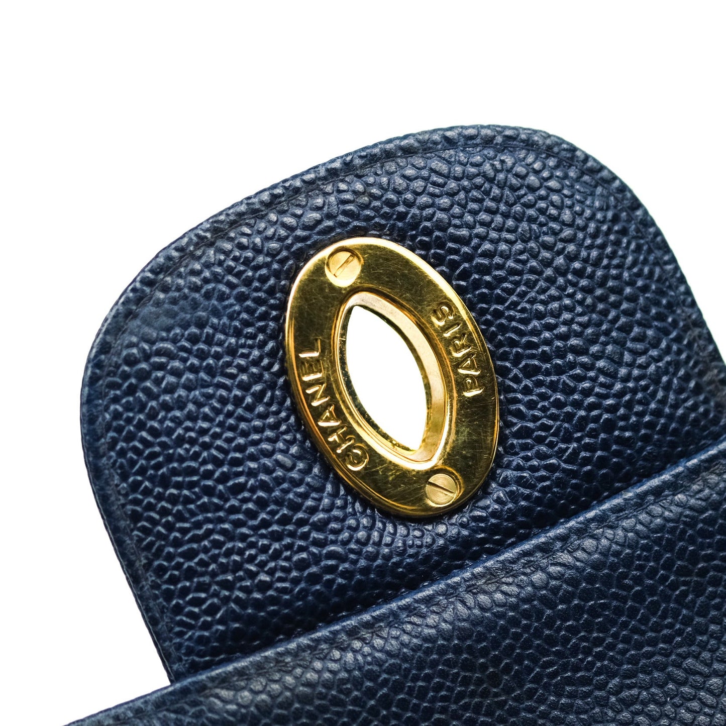 Chanel Vintage XL Jumbo Single Flap Navy Caviar 24K Gold Hardware