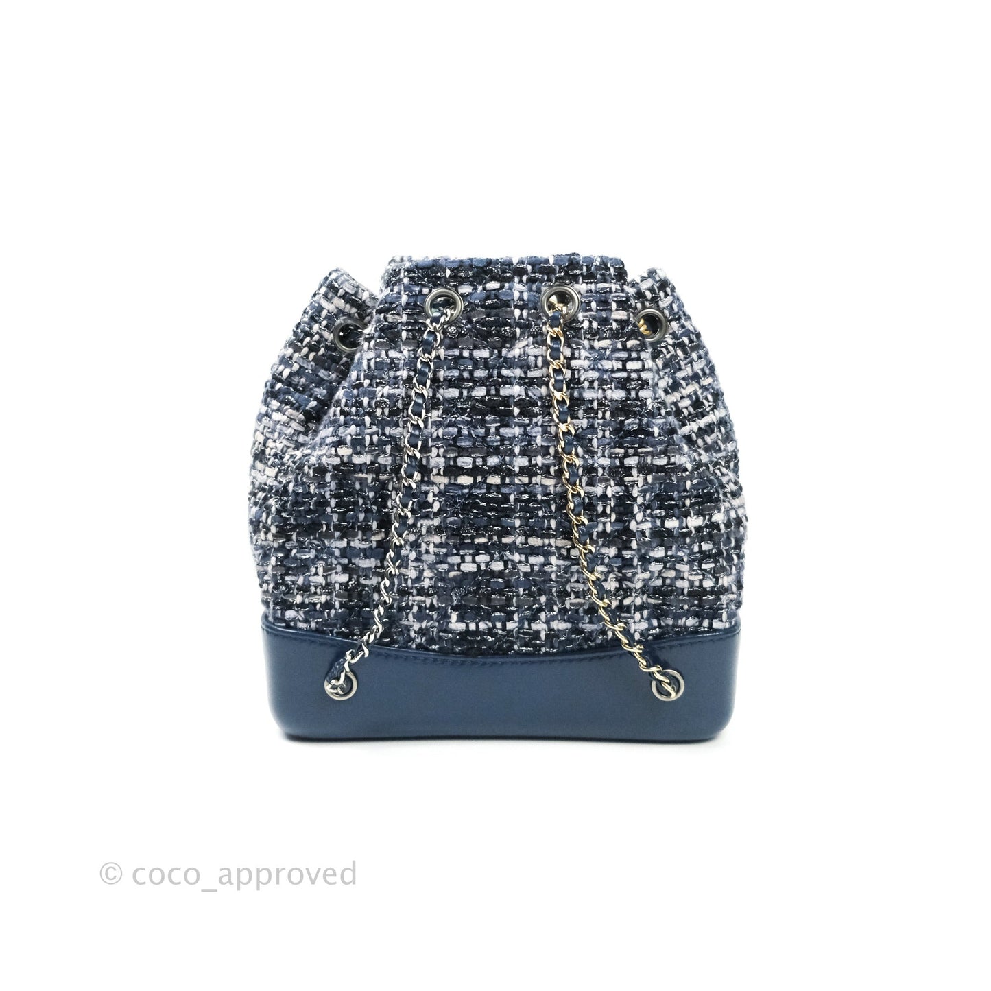 Chanel Gabrielle Small Backpack Navy Tweed Aged Calfskin